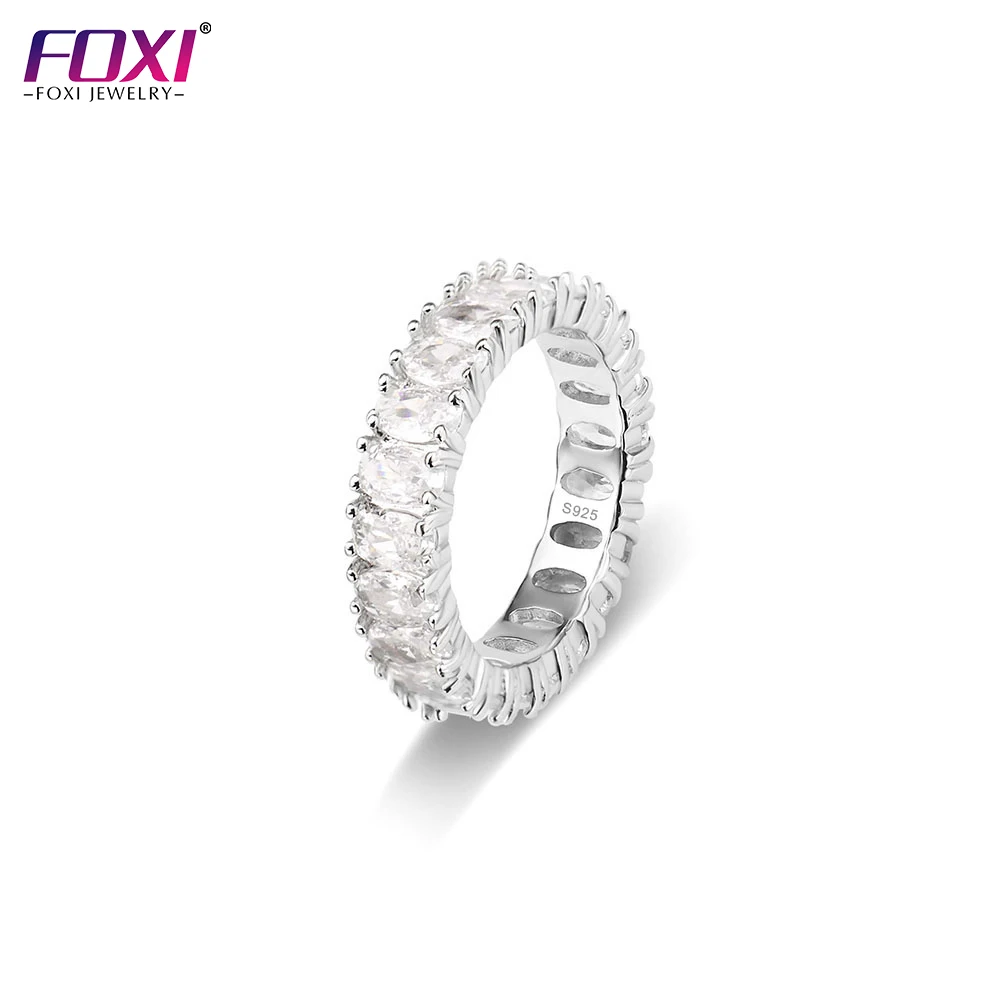 Wholesale 925 Silver Ring For Women Artificial Jewelry Zircon Eternity Ring Minimalist Princess Cut  2024 Gift Party