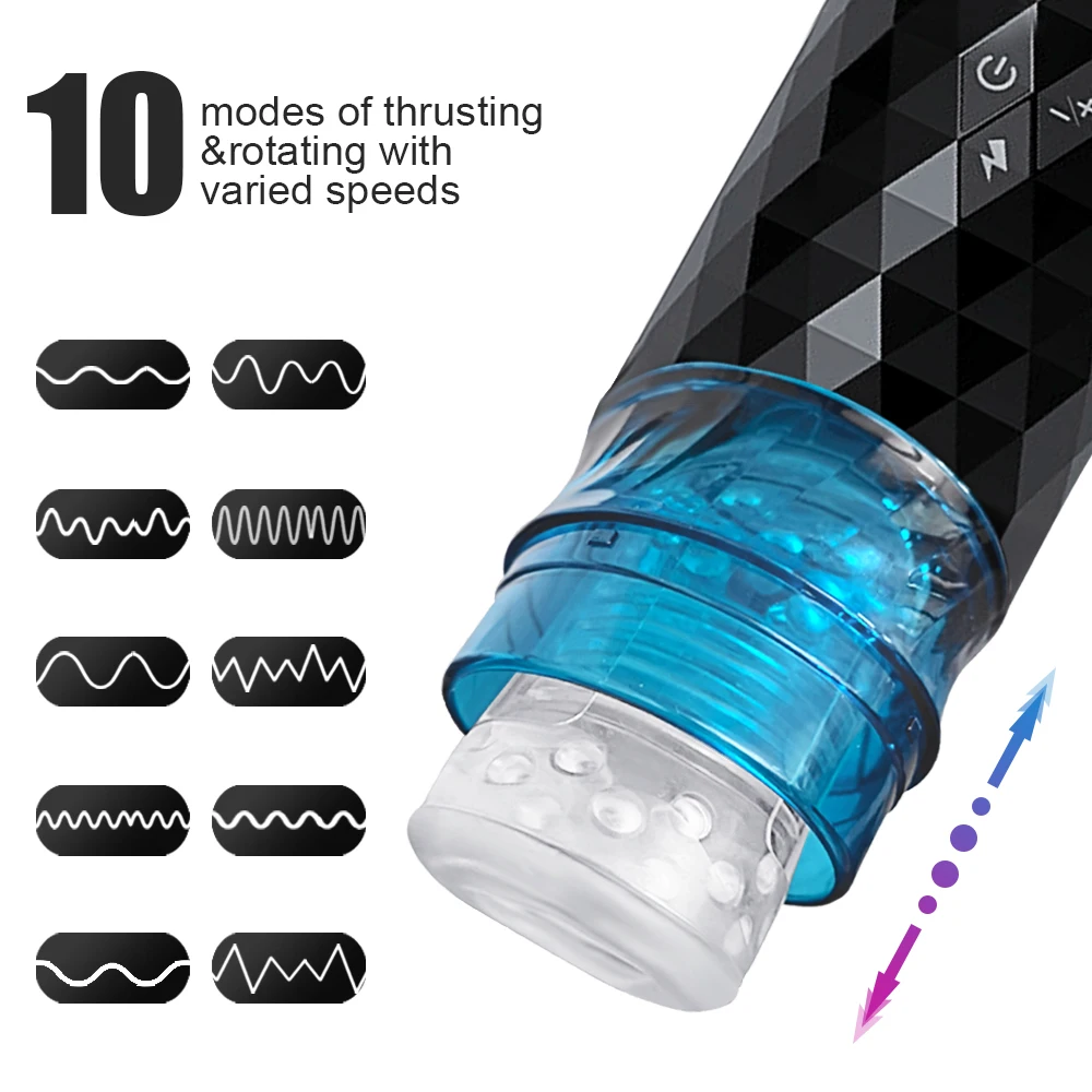 10 Thrusting and Rotating Modes Hands Free Masturbation Cup Adult Sex Toys  for Men