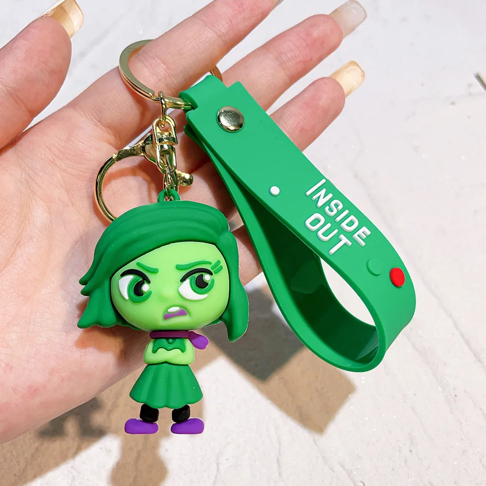 New anime movie Inside Out cartoon keychain car key chain soft rubber small gift keychains 3D Character Keychains Bag Charms
