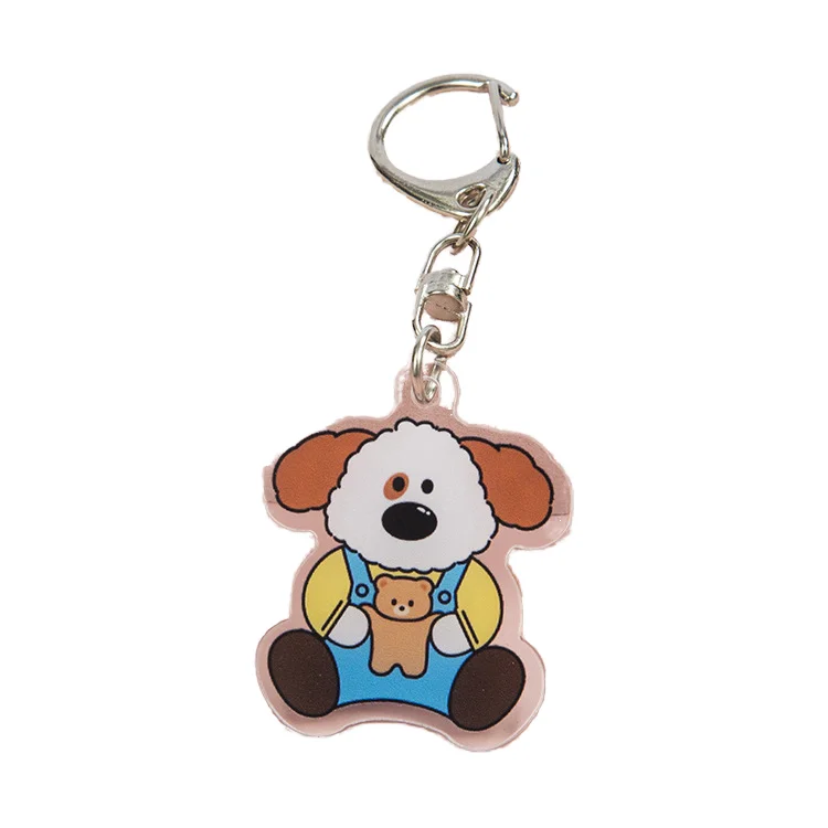Custom Designer Cartoon Anime Light Keychain Clear Acrylic with UV and Offset Printing Stainless Steel Iron Metal for Keys