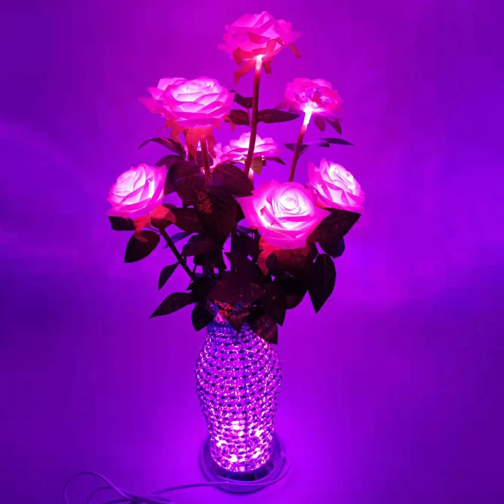 Customized Peony ball Led fiber optic artificial flower in aluminum wire bottle