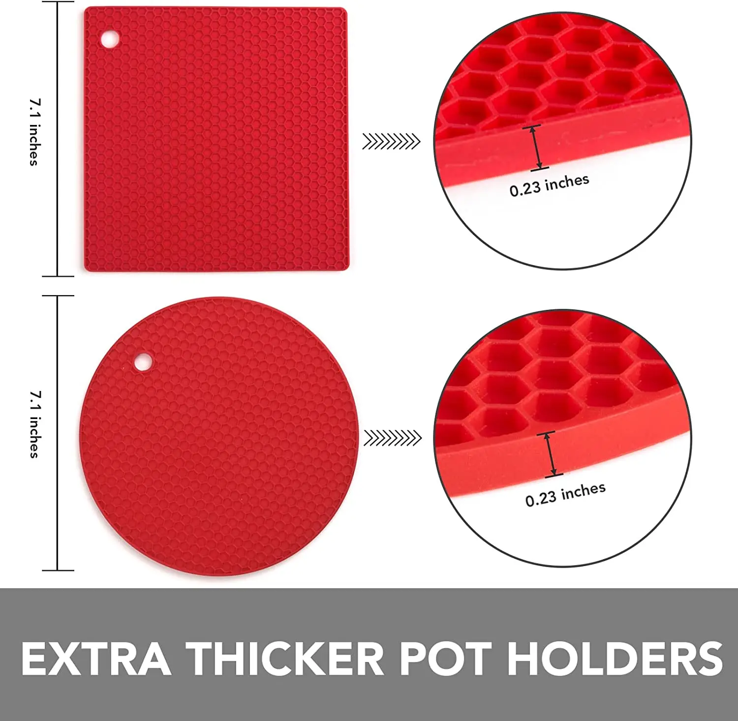 Kitchen Durable Heat Resistant Round Square Silicone Trivet Mats For Hot Pan and Pot Pads