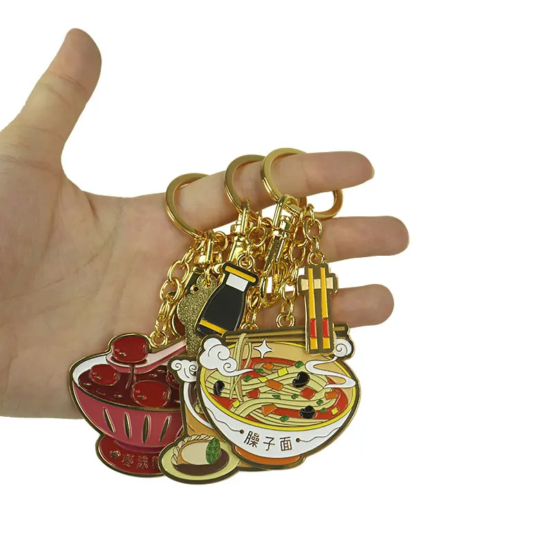 souvenir custom gold metal chinese culture food shape key chain bag pendant hanging keychain sublimation key chains