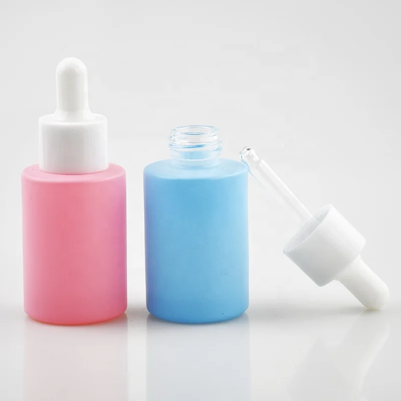 Amber clear 30ml 40ml 60ml 100ml 200ml flat shoulder cylinder glass dropper bottle for serum essential oil with black dropper