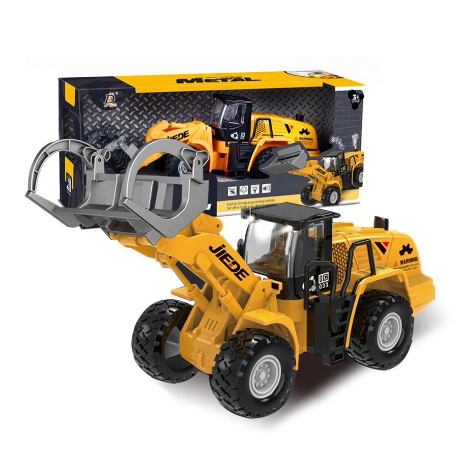 1:40 Alloy Engineer Cars Grab Kids Truck Friction Powered Heavy Wheeled Feller Buncher for Educational Toys