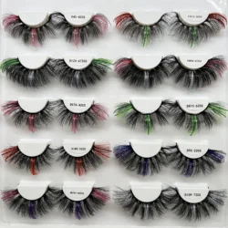 New fashion glitter bling colored mink lashes factory vendor full strip eyelashes 25mm mink