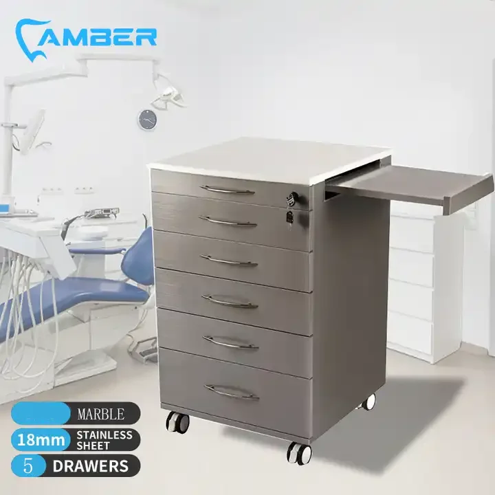 Dental Clinic Use Portable Dental Furniture Cabinet Stainless steel with side board Dental Cabinet