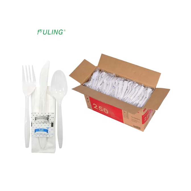 wrapped utensil kit spoon fork disposable dinnerware set packed cubiertos de plastico to go parti cutleri plastic cutlery