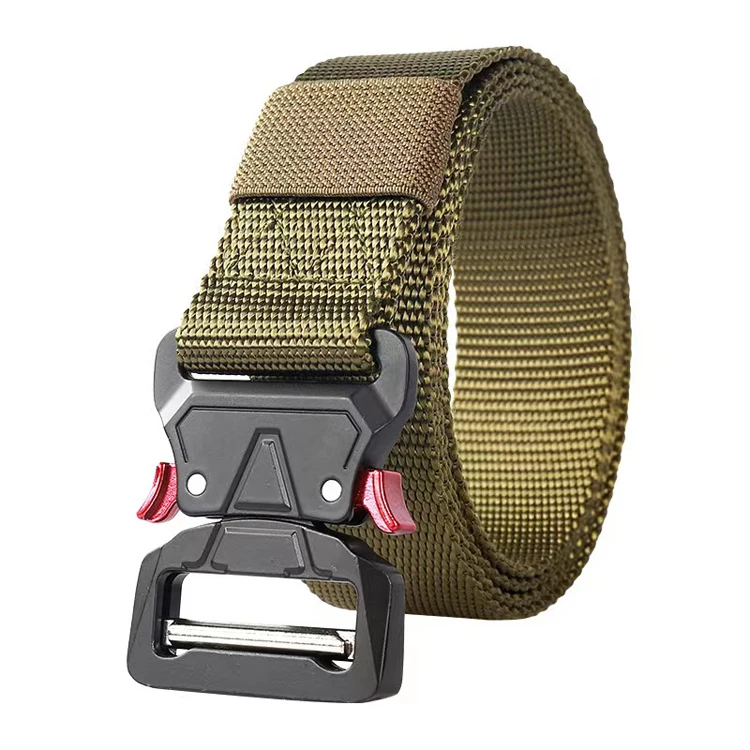 Outdoor Sports Red Ear Quick Release Buckle Climbing  Multi-Functional Woven Tactical Nylon Waist Belt