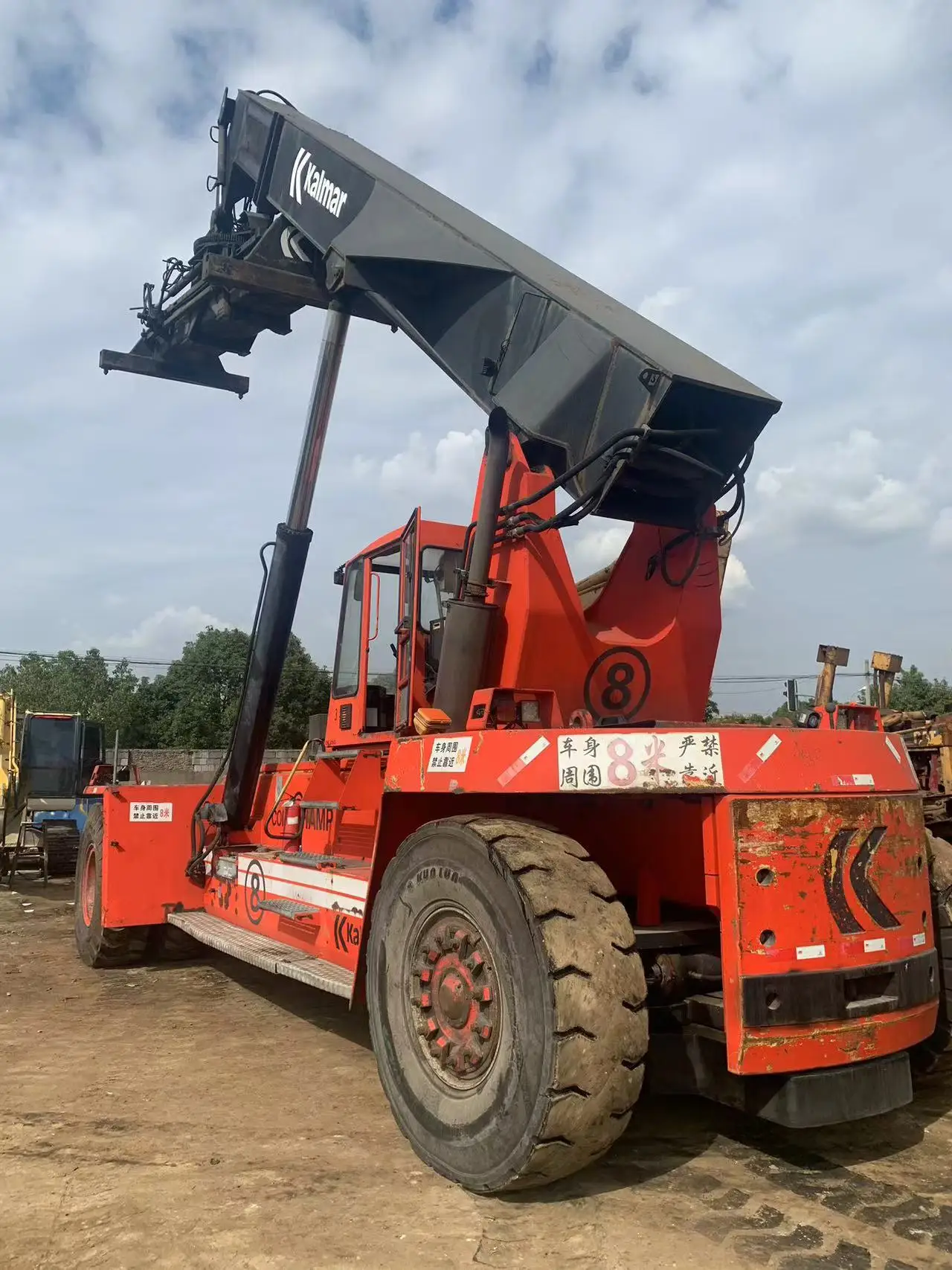 Used Kalmar forklift reach stacker 45tons raise 5m with side shift 3 mast fork lift diesel in good condition for hot sale