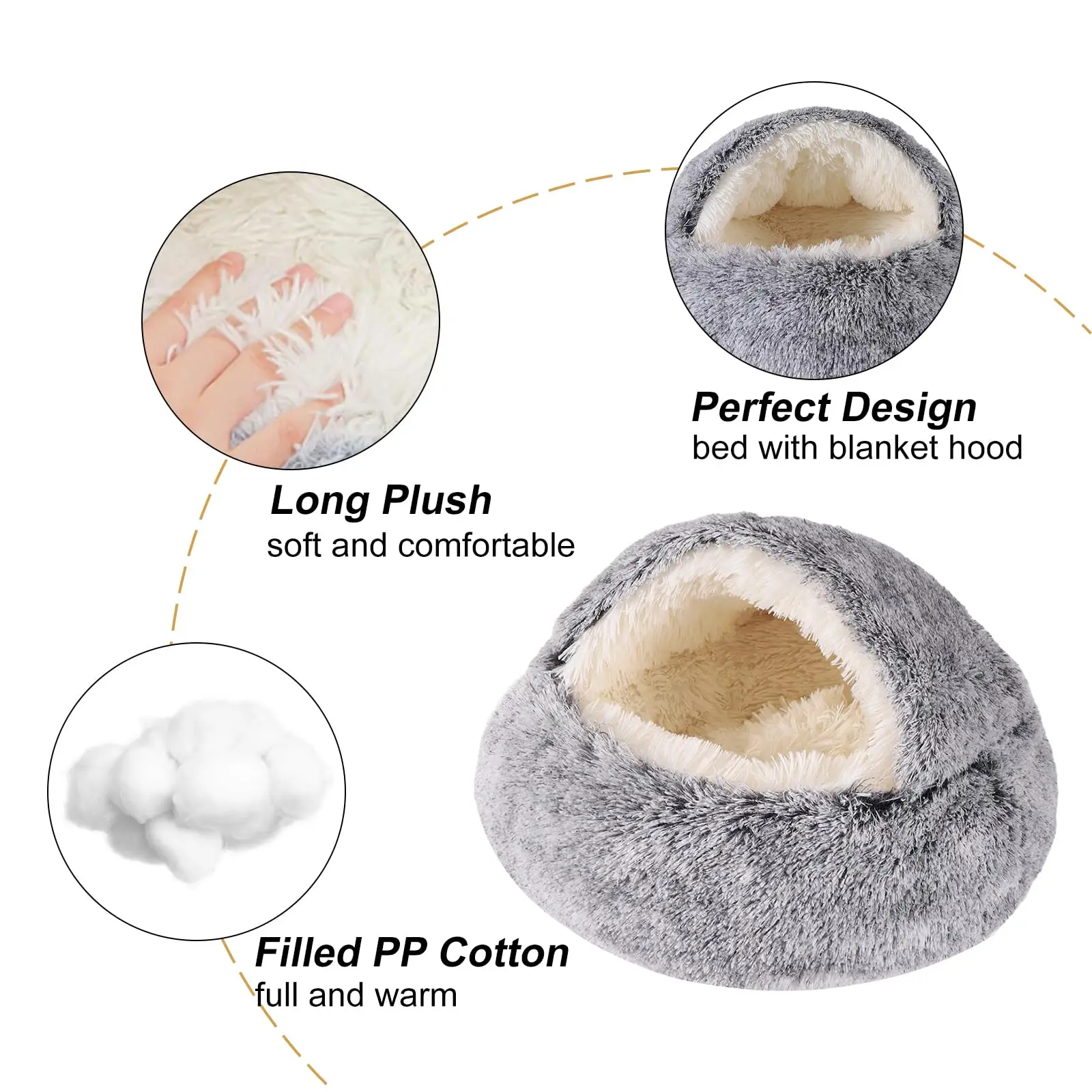 3 Colors Semi-enclosed cat nest pet blanket wholesale warm pet dog plush kennel custom dog bed in winter