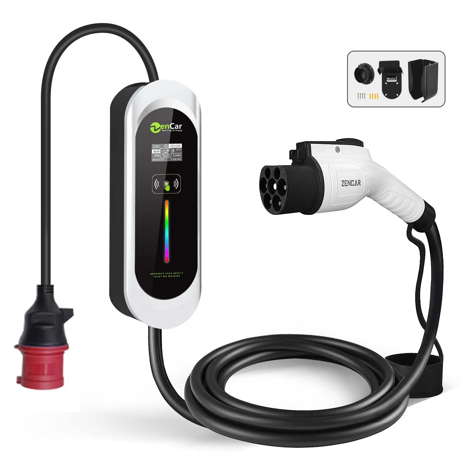 32A GBT charger 22kw Zencar Model E GB Mobile ev Chargers connector with temperature sensor