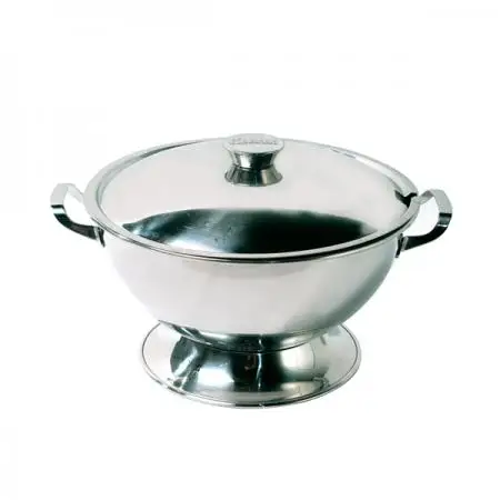 Stainless Steel Metal Serving Bowl Soup Tureen Pot With Lid