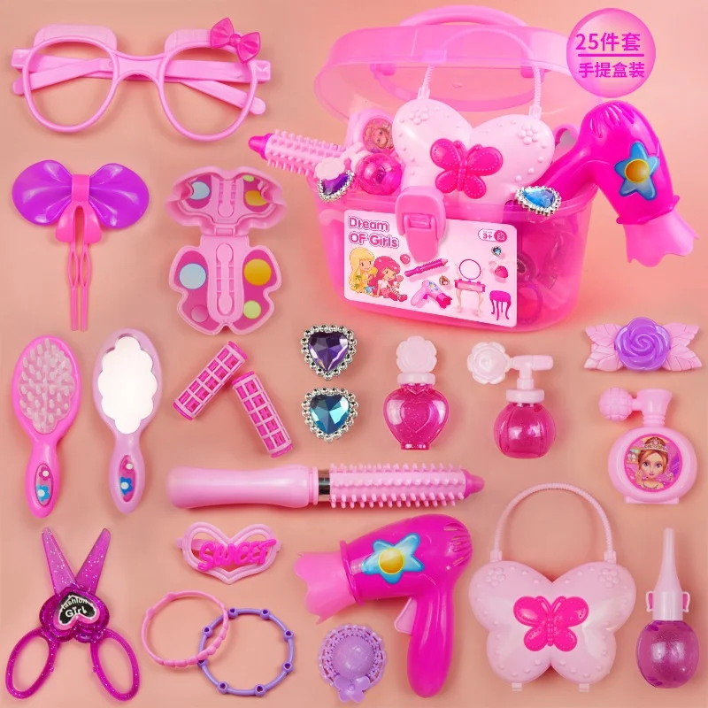 Plastic Makeup Set Beauty and Fashion Toys Cute Real Princess Lipstick Makeup toys for children