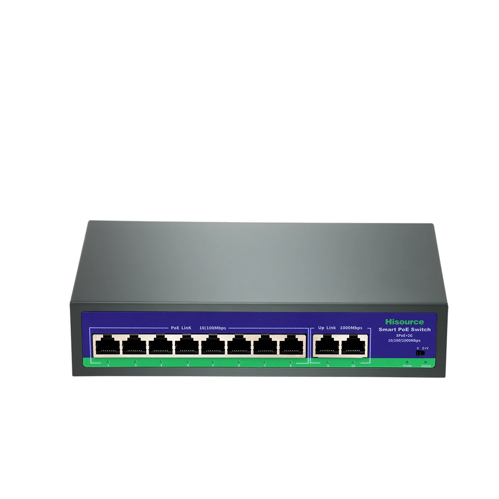 High speed Stable 8 10/100Mbps Ports POE Switch Power 120W Ethernet Switch Uplink 2 1000Mbps Port with VLAN for IP Camera