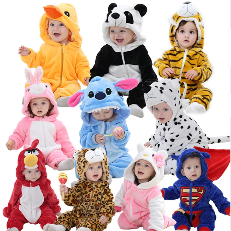 Flannel Rabbit Costume Infant Toddler Baby Clothes Kids Clothing Animal Winter Baby Rompers Jumpsuit For Girls Boys Tigger Panda