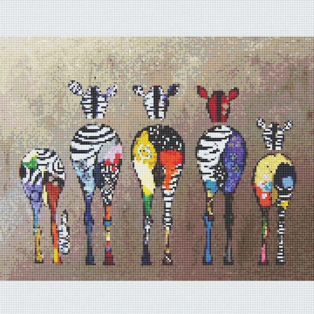 Colorful Zebra 5D DIY Full Drill Diamond Painting Paint Round Rhinestone with Peinture Au Diamant Decor Animal Zebra 1 Piece