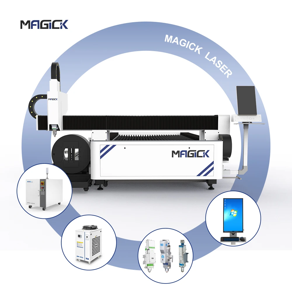MKLASER stainless steel Dual-use Metal Sheet Pipe tube fiber laser cutting machine with Intelligent focusing laser head