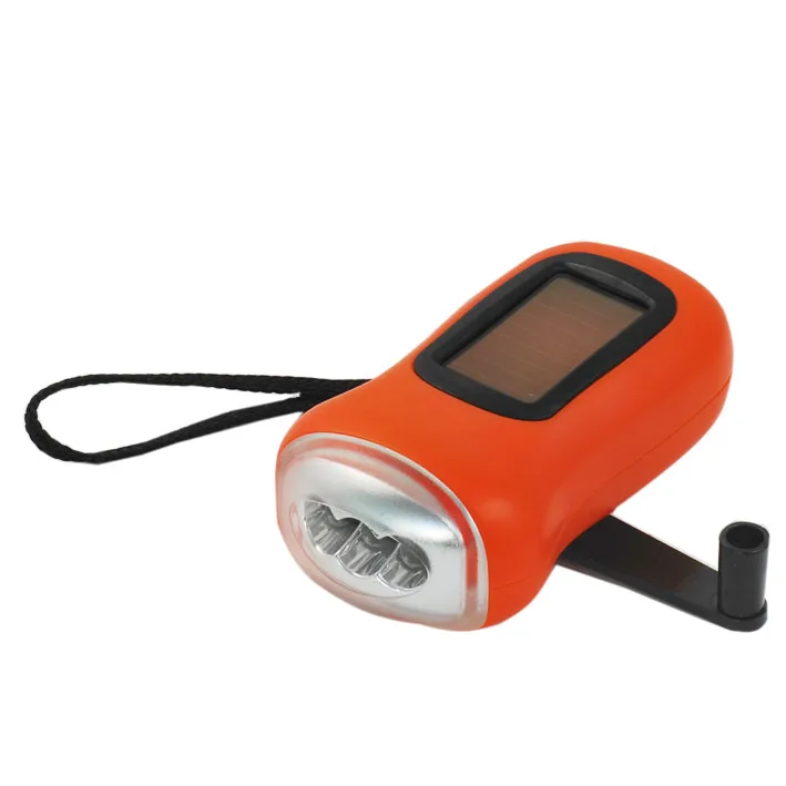 Solar LED Flashlight,3 LED Solar dynamo Flashlight,hand Crank Solar Torch
