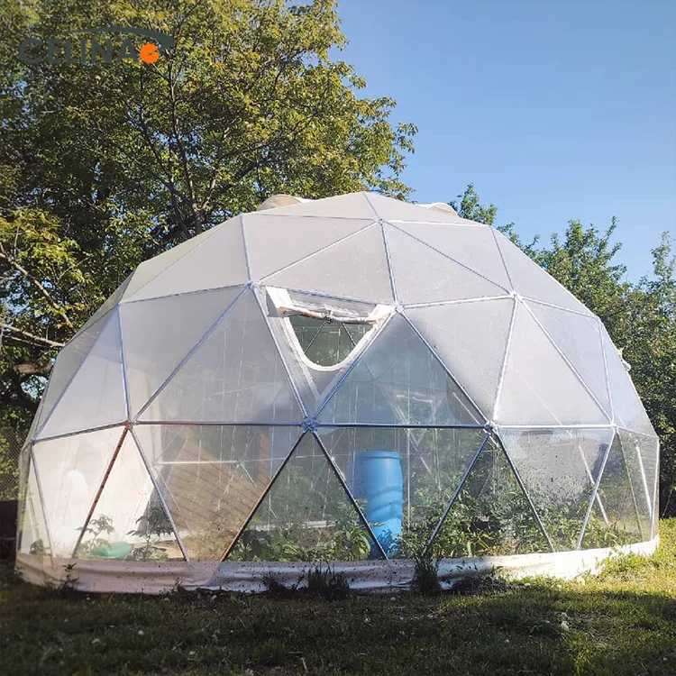 Outdoor Camping Hotel Resort Geodesic Dome Homes Tent Waterproof Pvc And Steel Housing Living Prefab Igloo Home
