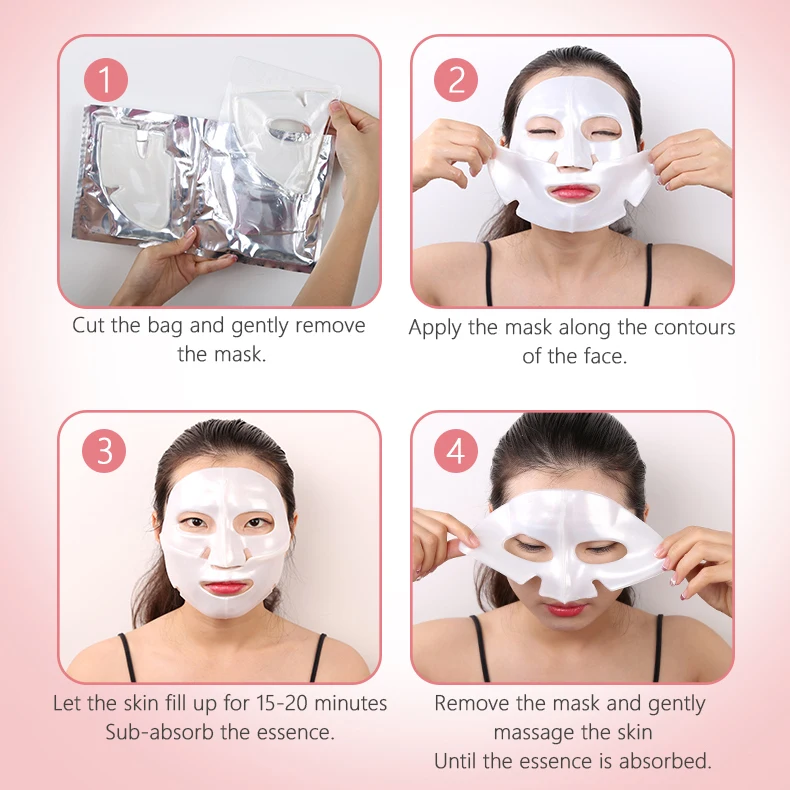 Private Label Bio Beauty Hydrating Whitening Moisturizing Gold Collagen Organic Crystal Sheet Facial Mask Logo