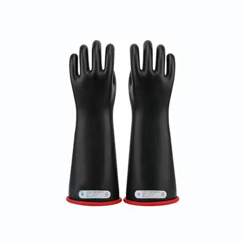 Acid and alkali resistant work safety anti electric shock rubber black insulating latex gloves