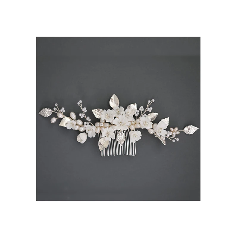 Elegant Handmade Vintage  Ceramic Flower Wedding Hair Combs Princess Bridal Hair Comb