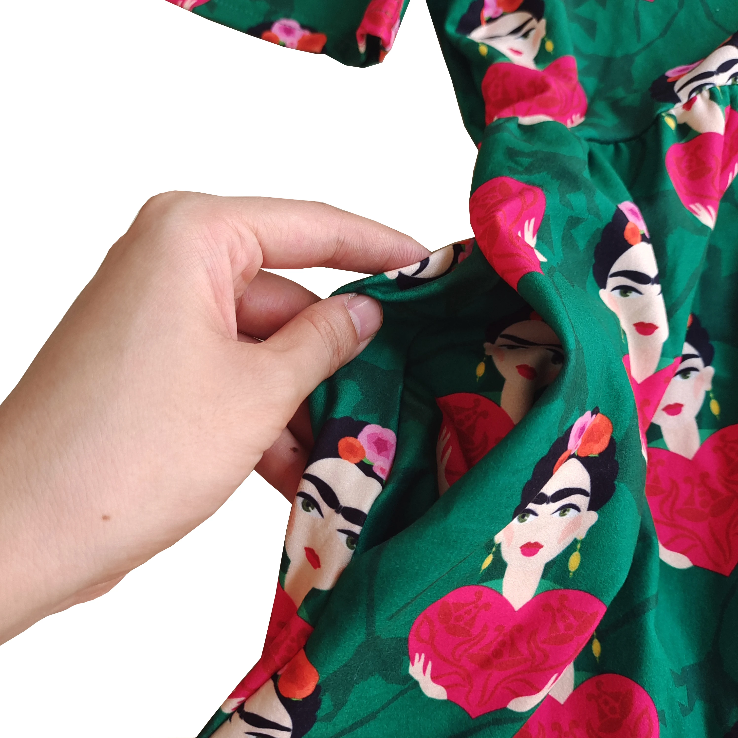 Wholesale Custom design S M L XL XXL 3XL 5XL Plus size Green Women Printed Casual wear Dresses