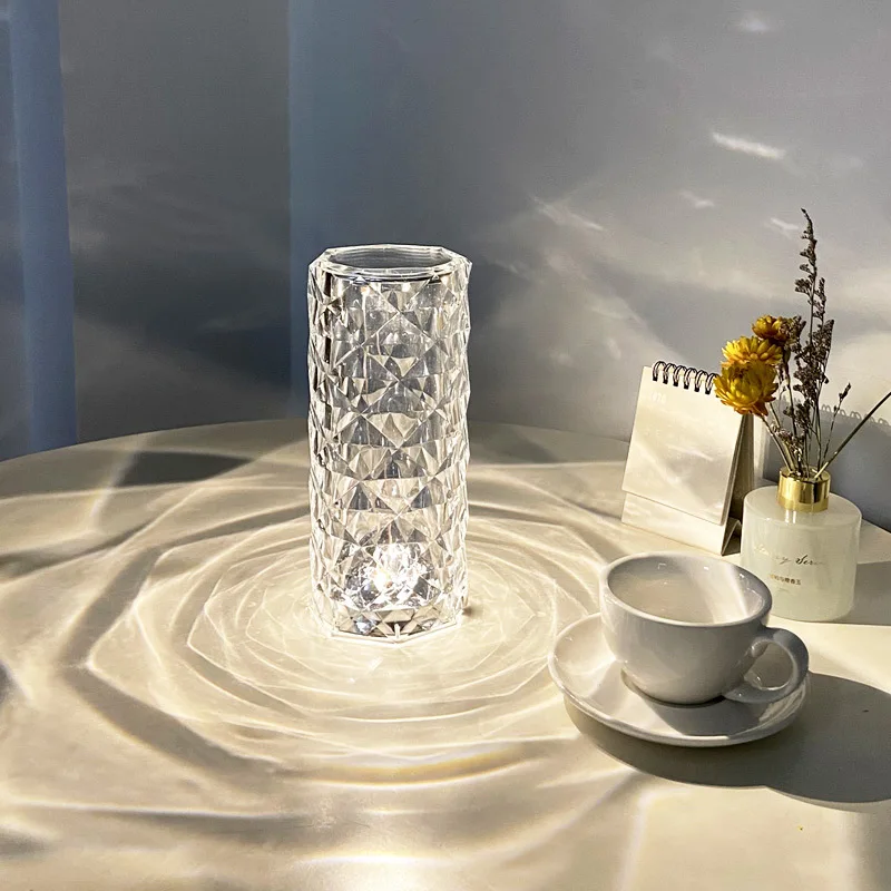Modern Luxury Crystal Table Lamp Bedroom Portable Night Light Wireless Charging LED Reading Table Lamp