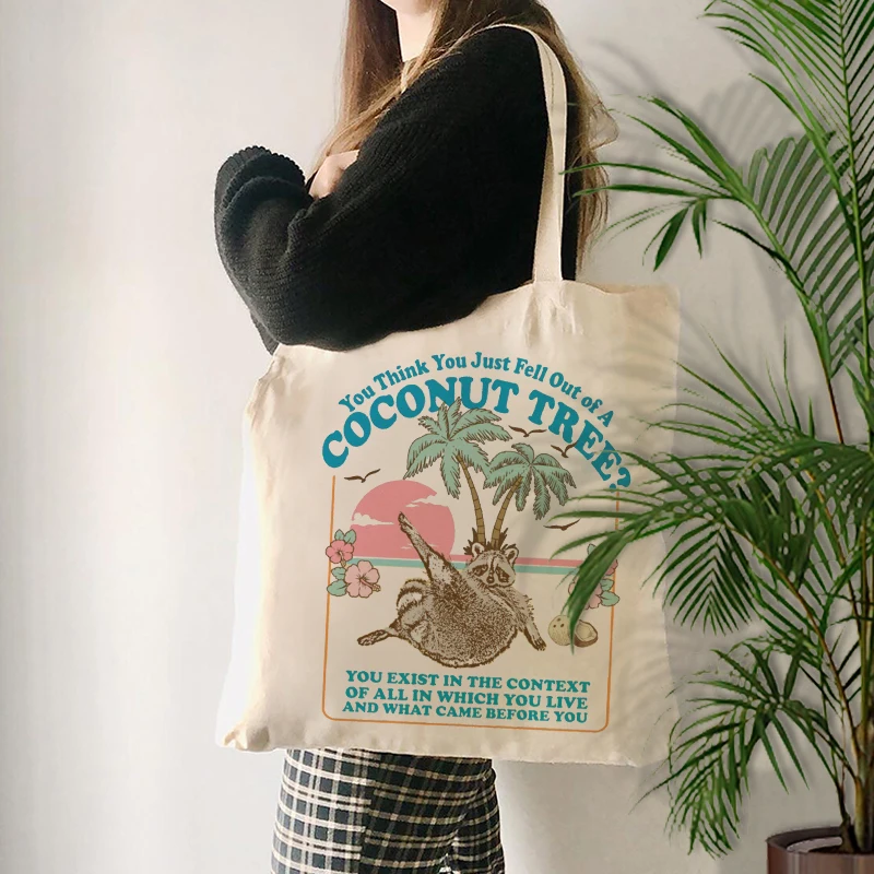 1 pc You think you just fall out of a coconut tree kamala harris pattern Tote Canvas Personalized Shoulder Bag