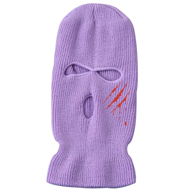 Designer Custom Embroidery Logo 3 Hole Full Face Cover Pink Bandit Balaclava Skimask Winter Cagoule Hat Ski Mask