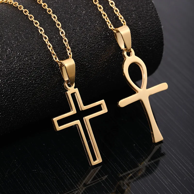 Wholesale Hiphop Pendant Men Necklace Long Chain Cross Necklace Stainless Steel Necklace for Men Women
