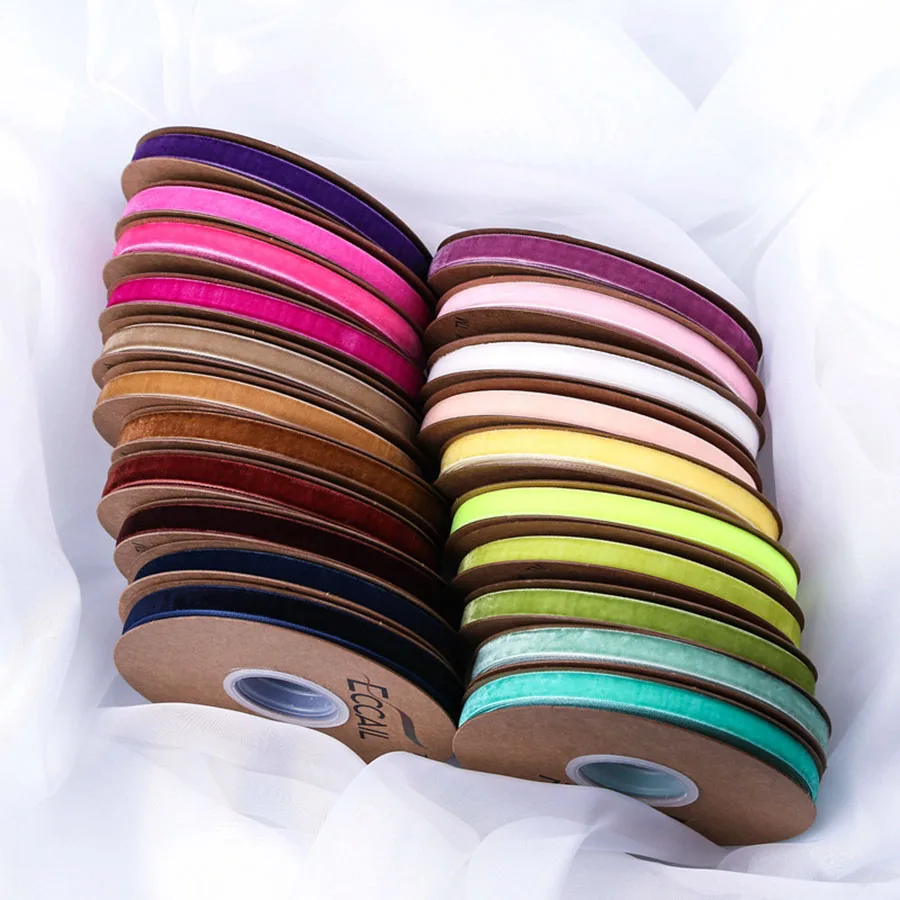 COOMAMUU Velvet Decorative Ribbons 10mm  20yards/roll Solid Ribbon DIY Headband Bows DIY Shoes Tape Hat Sewing Supplier