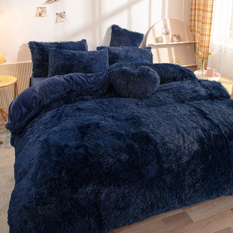 Супер мягкий бархатный пододеяльник с кристаллами комплект однотонного пушистого одеяла
