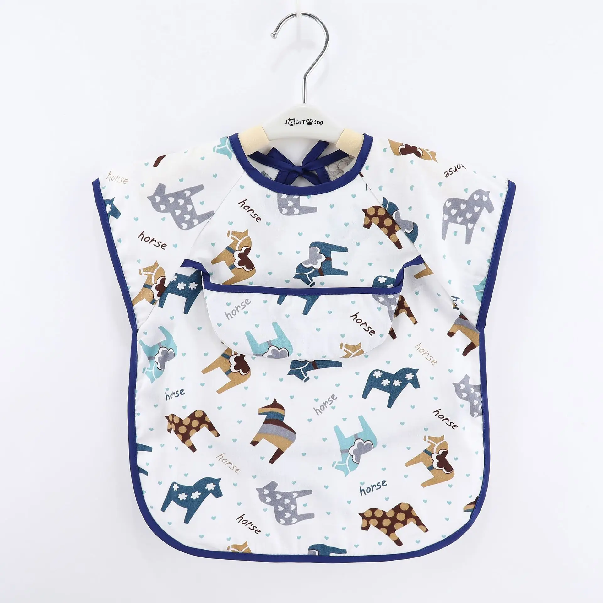 Baby girl eat overall waterproof and dirty qiu dong thin section sleeveless gown apron children cotton baby bib pocket