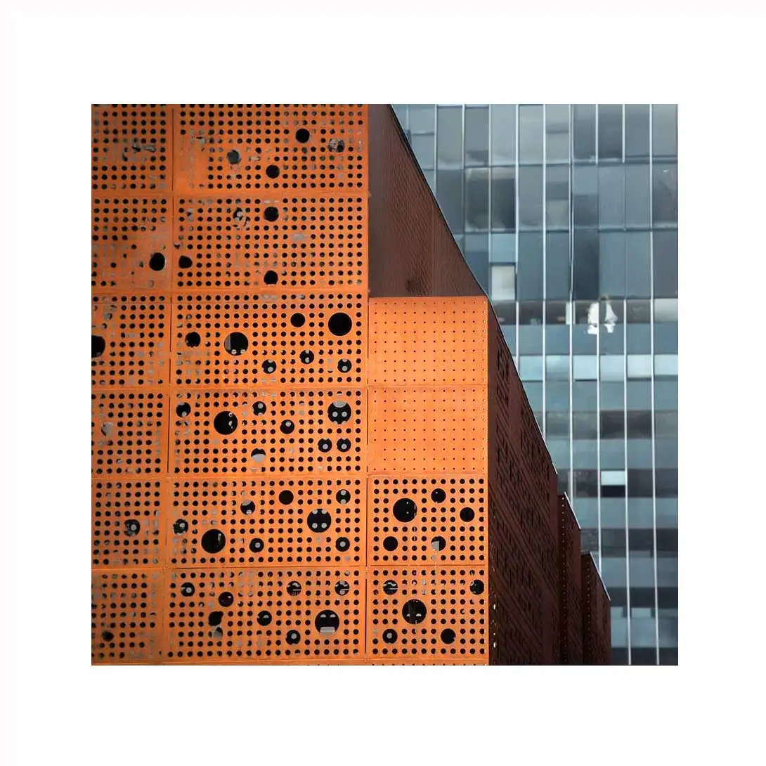 Customized Exterior Decorative Sheet Metal Door Panels Laser Cutting Perforated Corten Steel Plate Garden Fence Wall Panel