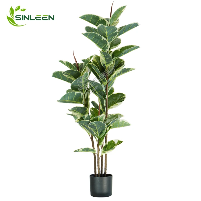 Indoor Decoration Home Green Artificial China Tree Rubber Ficu Elastica Fake Ornament Pot Plant