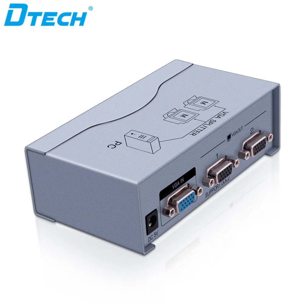  DTECH 2-портовый видеоразветвитель 350 МГц 1 вход 2 выход VGA разветвитель
