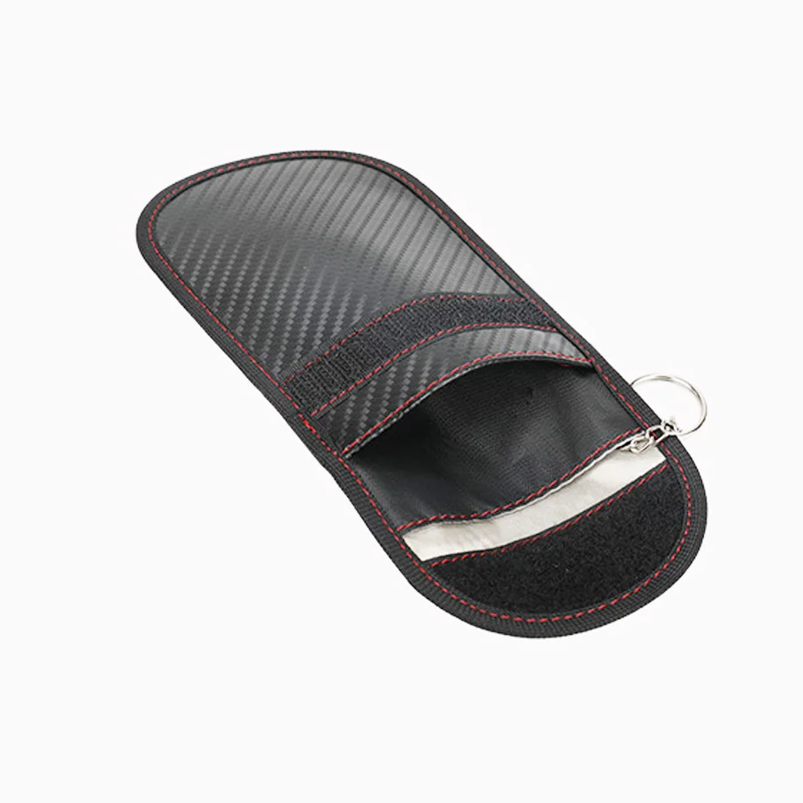 Portable Carbon Fiber RFID Blocking Faraday Bag Anti Theft Car Key Protector Pouch