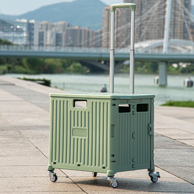 Modern Multi-Functional Foldable Plastic Trolley Case Rectangle Design for Multi-Scene Use for Clothing Storage