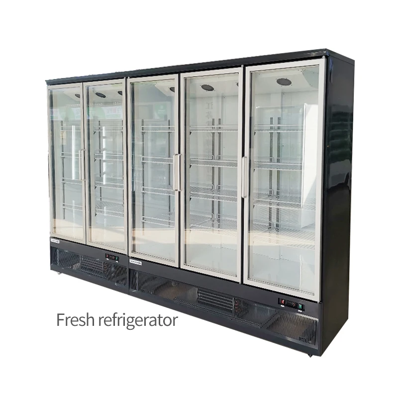 Supermarket Three Glass Doors Fridge Refrigerator and Stand Display Freezer
