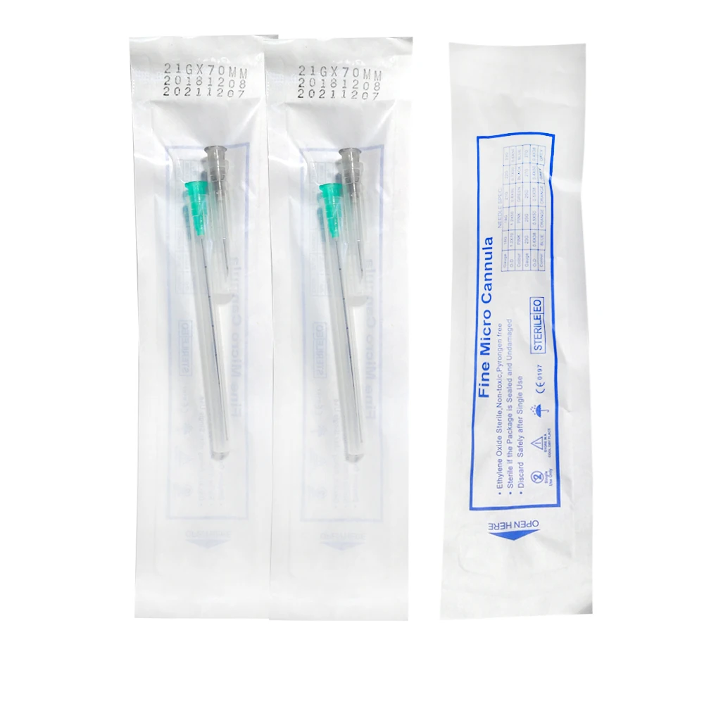 Korea Beauty Disposable Fine Stainless Steel Blunt Tip 21g 70mm Micro Cannula