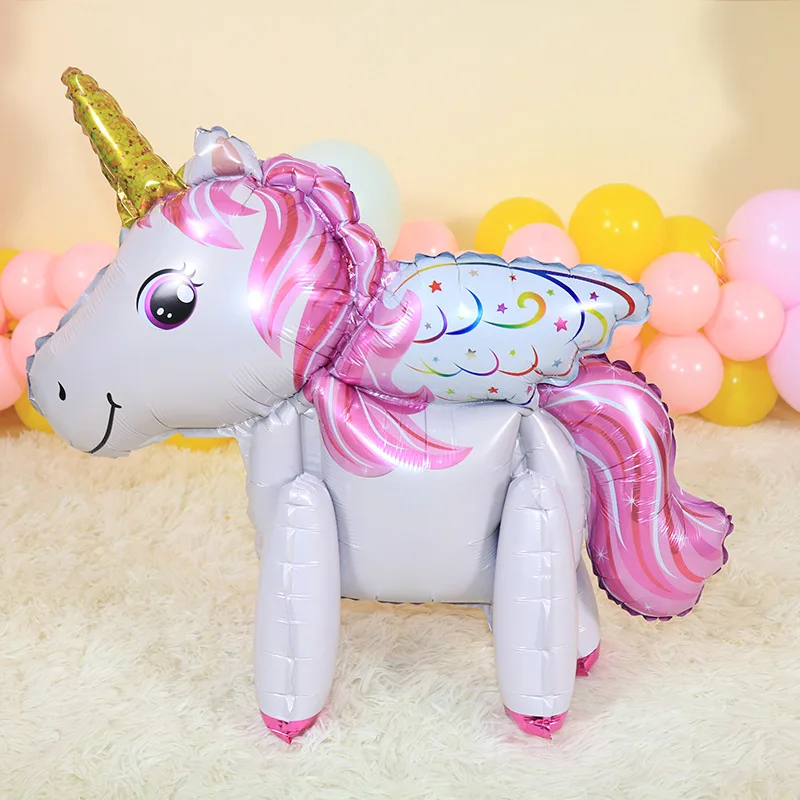 Wholesale New 3D Rainbow Horse Unicorn Aluminum Film Balloon Cartoon Shape Unicorn Foil Birthday Decoration Balloon