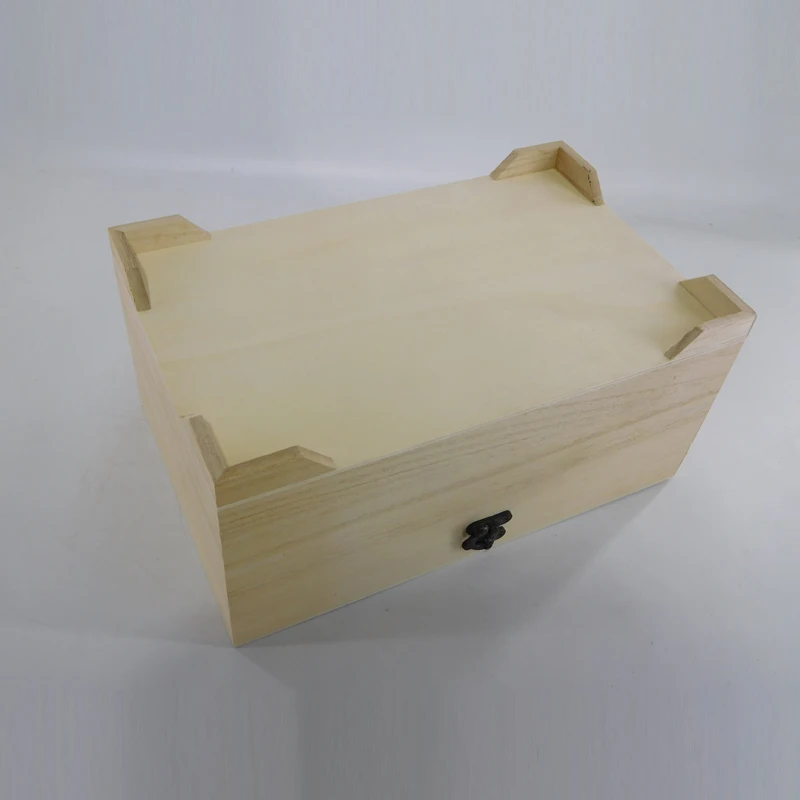 Custom Natural Unfinished Wooden Box with Removable Organizer