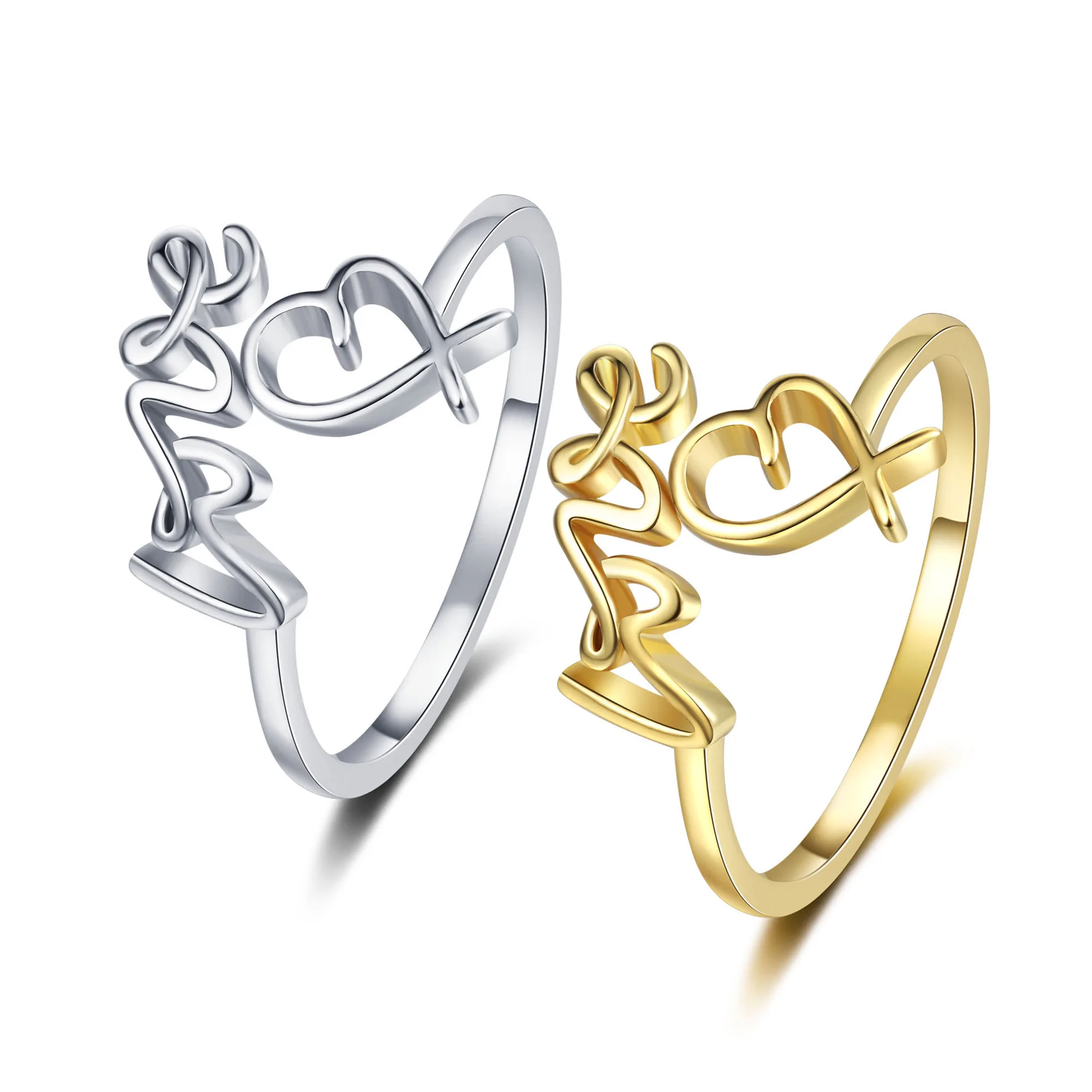 Simple Fashion Moroccan Wedding Rings Gold 18k  925 Sterling Silver Couples Set For Men Women Adjustable Love Heart Ring