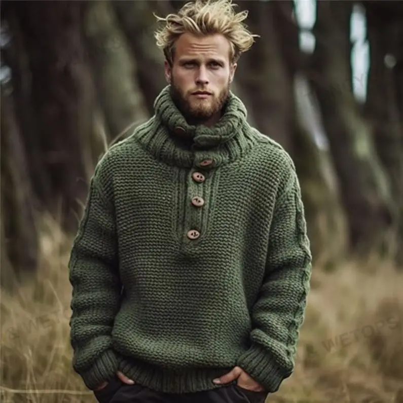 Производители одежды на заказ толстое пальто на пуговицах зимняя водолазка большого размера вязаные мужские свитера большого размера