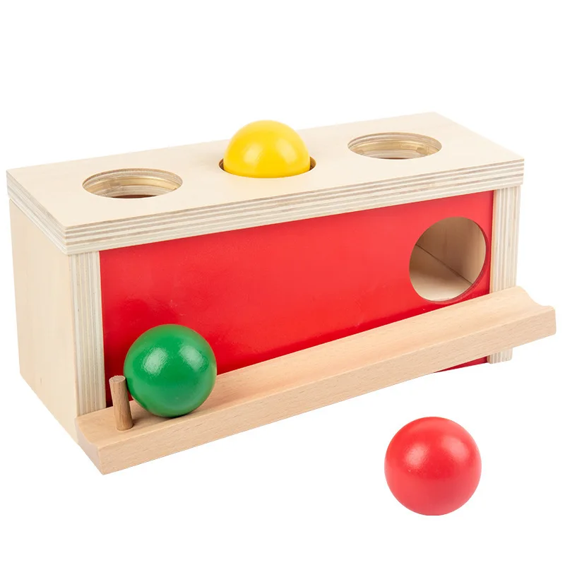 Wooden Montessori Infant Coin Box with Tray and Ball Educational Toys for Toddlers Permanence Kindergarten Toy