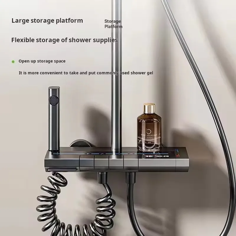 Modern Smart Showers High Pressure Bathroom Shower Faucet Digital Display Intelligent Multi-function Shower Mixer Set System