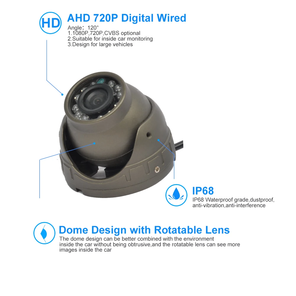 PJAUTO Bus Inside Camera AHD 720P 1080P Surveillance Camera for Safety