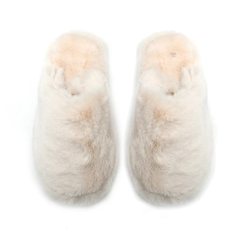 white faux super fluff genuine shearling slingback warm home slides shearling slipper women